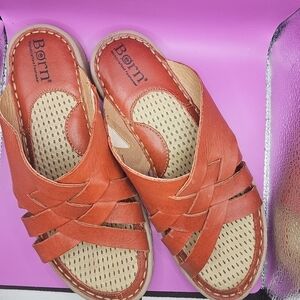 Born handcrafted leather slip on sandals size 6.5